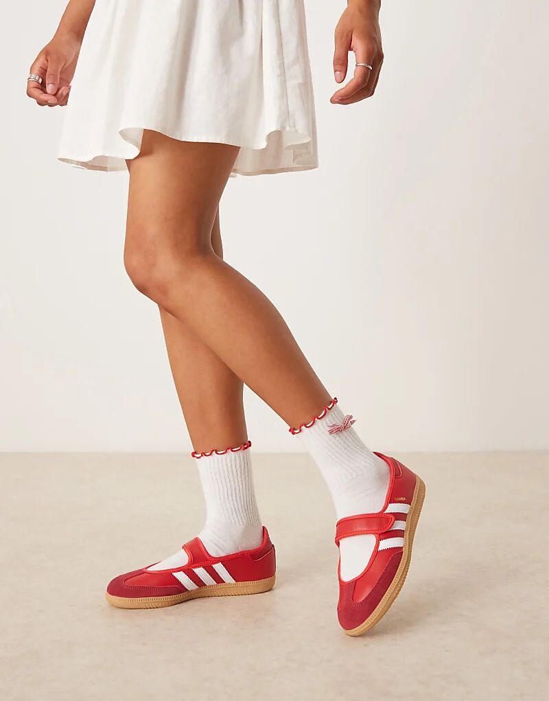 Кроссовки Adidas Originals Samba Mary Jane красного цвета — фото 4