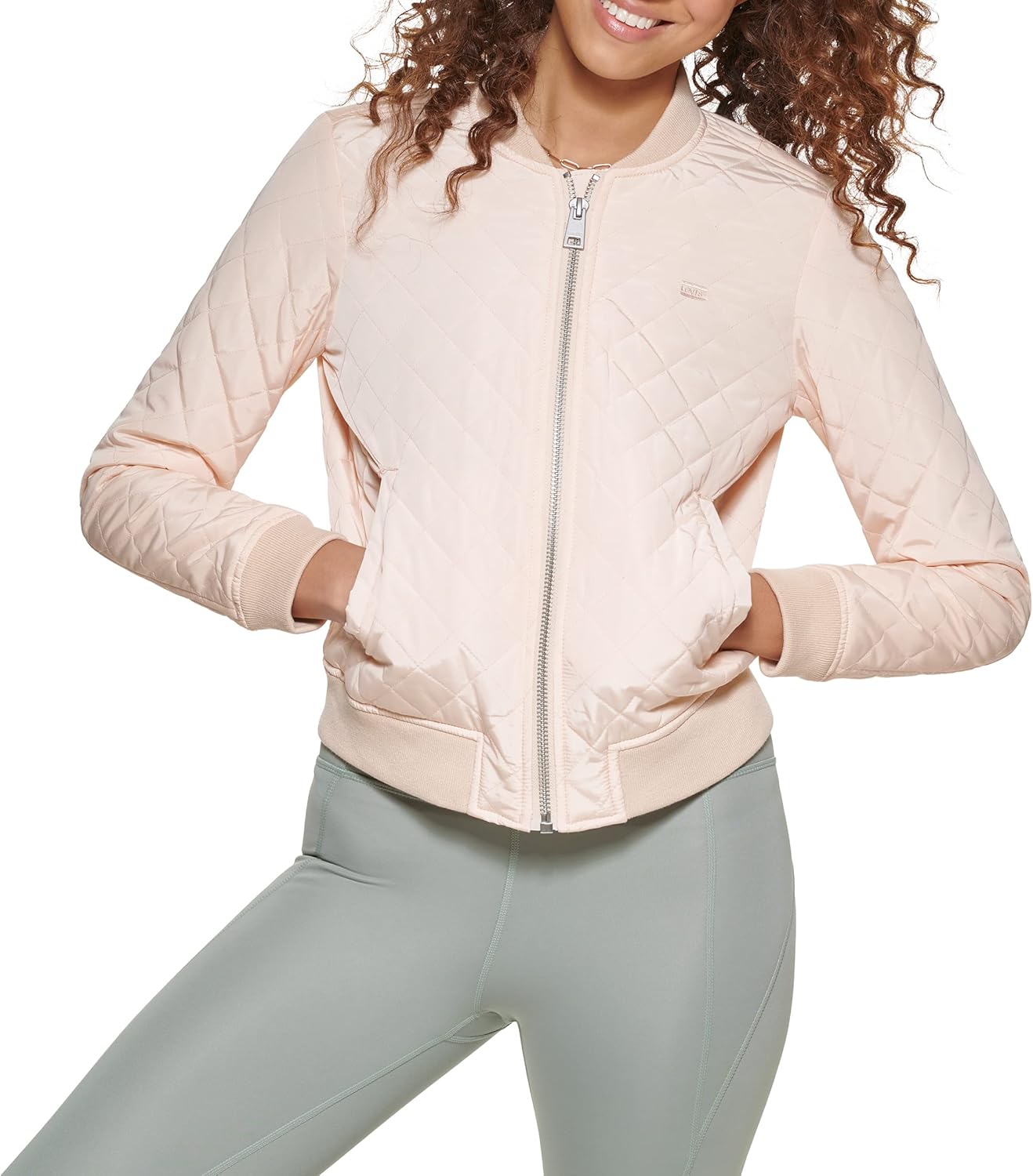 

Levi's Женская стеганая бомбер с бриллиантами, Peach