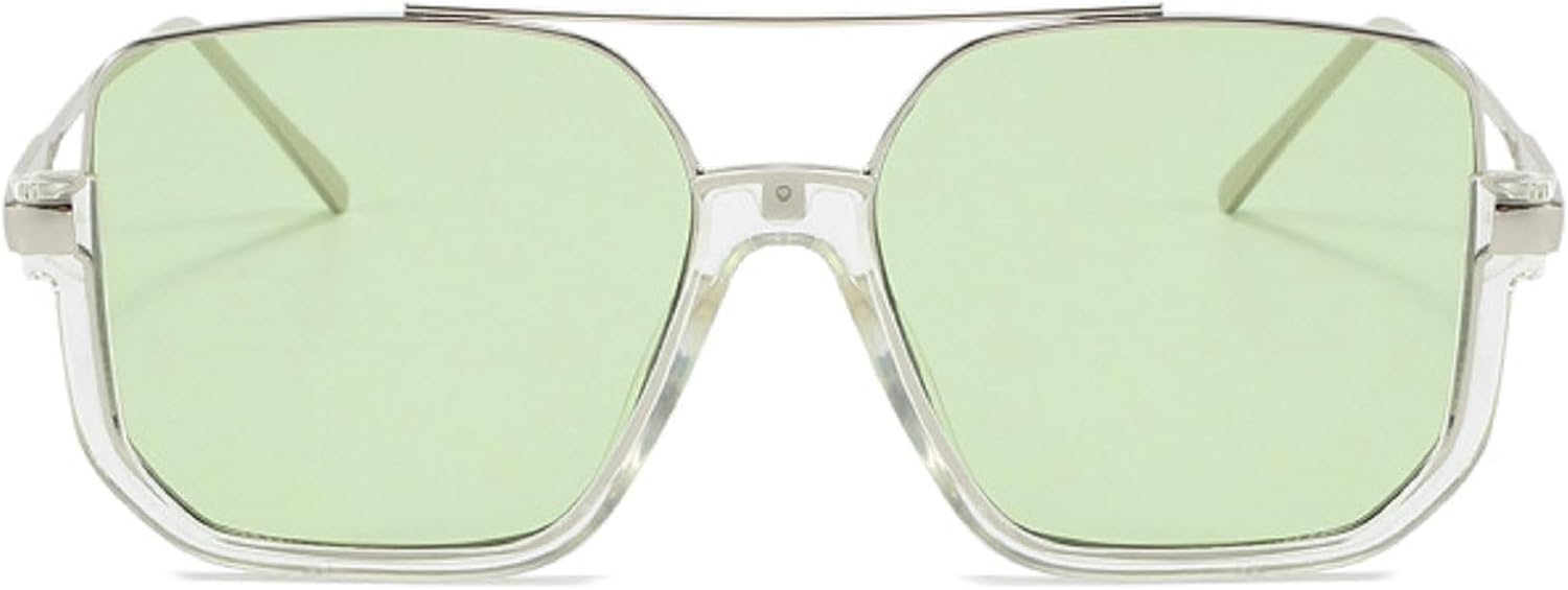 

Винтажные солнцезащитные очки большого размера 2024 года для женщин, ретро, ​​большие квадратные солнцезащитные очки, защита от УФ-излучения UV400, размер N45 mincl, Clear Green