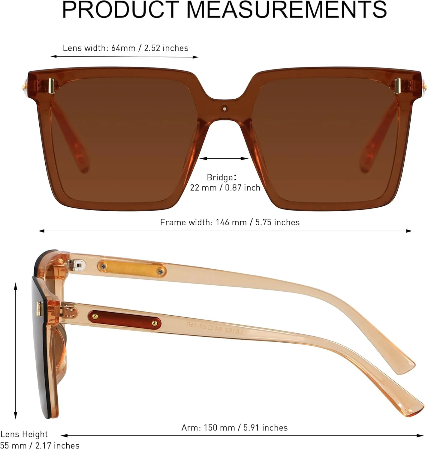 

Современные большие квадратные солнцезащитные очки LYZOIT для женщин и мужчин, в стиле ретро, ​​без оправы, с защитой от УФ-излучения, Brown | Brown Lens