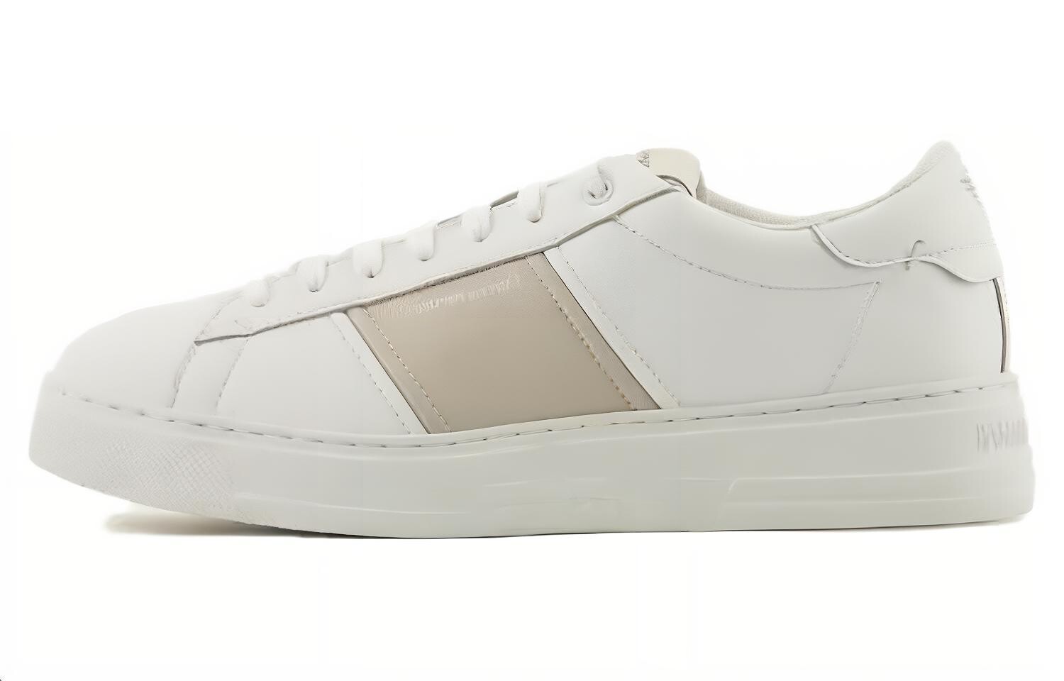 

Кроссовки EMPORIO ARMANI Stripe-detail Leather Sneakers, белый