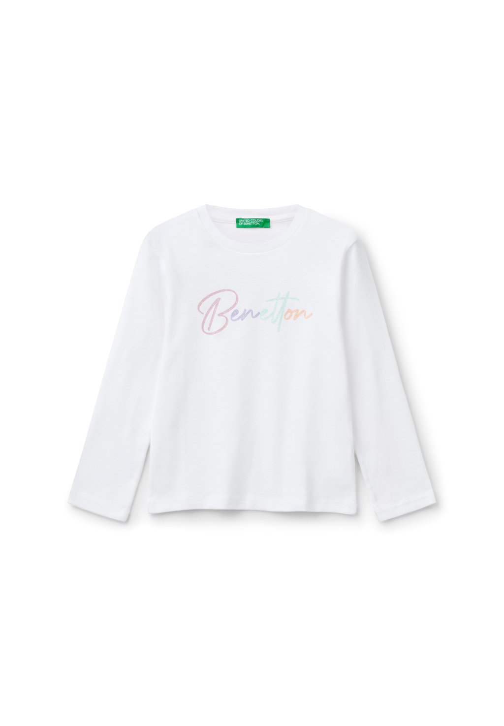 

Футболка с длинным рукавом WITH GLITTERY United Colors of Benetton, белый