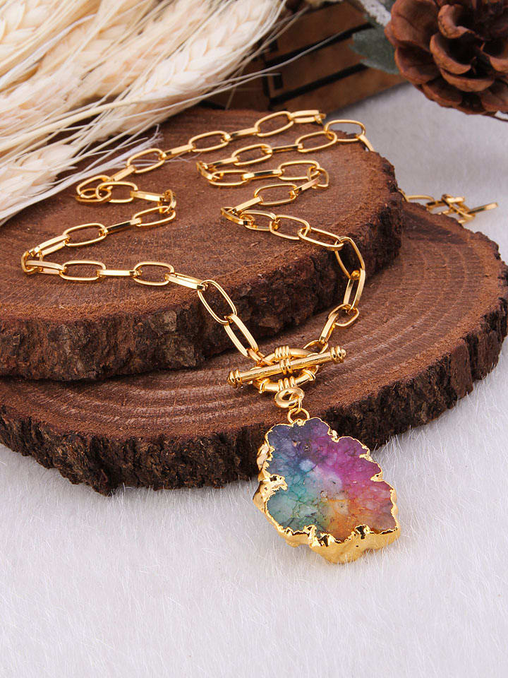 

Позолоченное ожерелье с подвеской - (Д) 50 см Pierres delicates