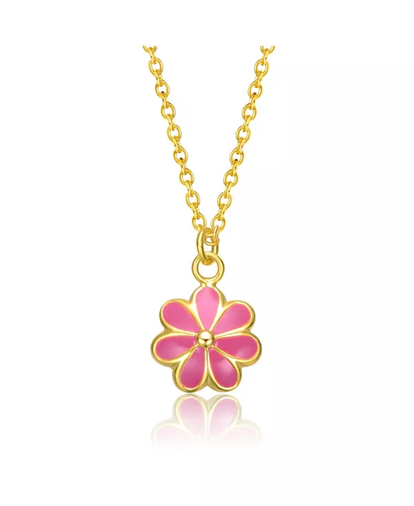 

Ожерелье с подвеской в виде цветка ромашки цвета фуксии, покрытое 14-каратным золотом Gigigirl, pink