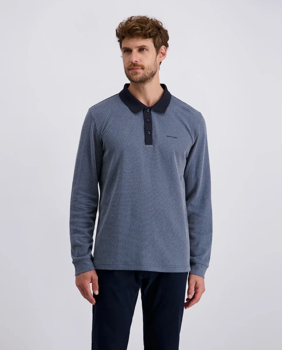 

Мужская триколорная футболка поло с жаккардовой вязкой M/L Pierre Cardin, синий