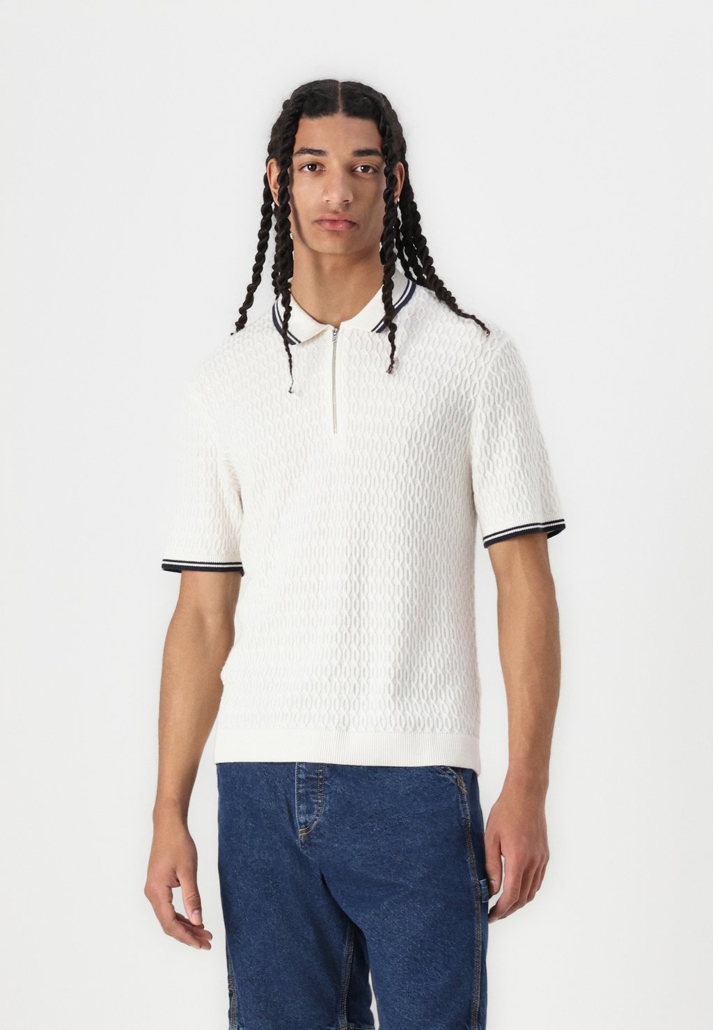 

Рубашка поло PREPPY TIPPED ZIP SWOLO Abercrombie & Fitch, белый