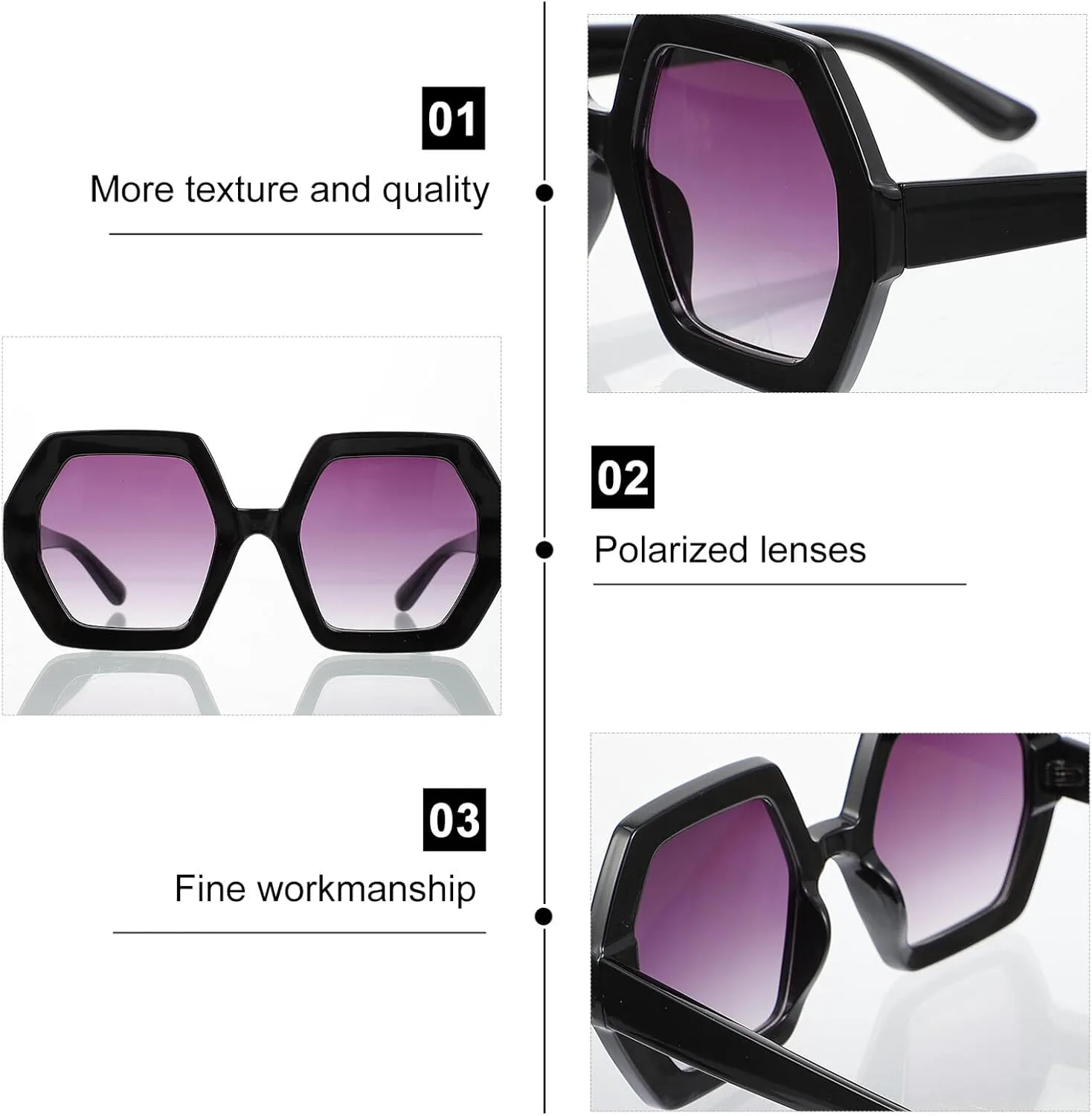 

Женские солнцезащитные очки Unomor с геометрическим рисунком, черная оправа, двойные серые линзы, модные очки для пляжной вечеринки, защита от УФ-излучения