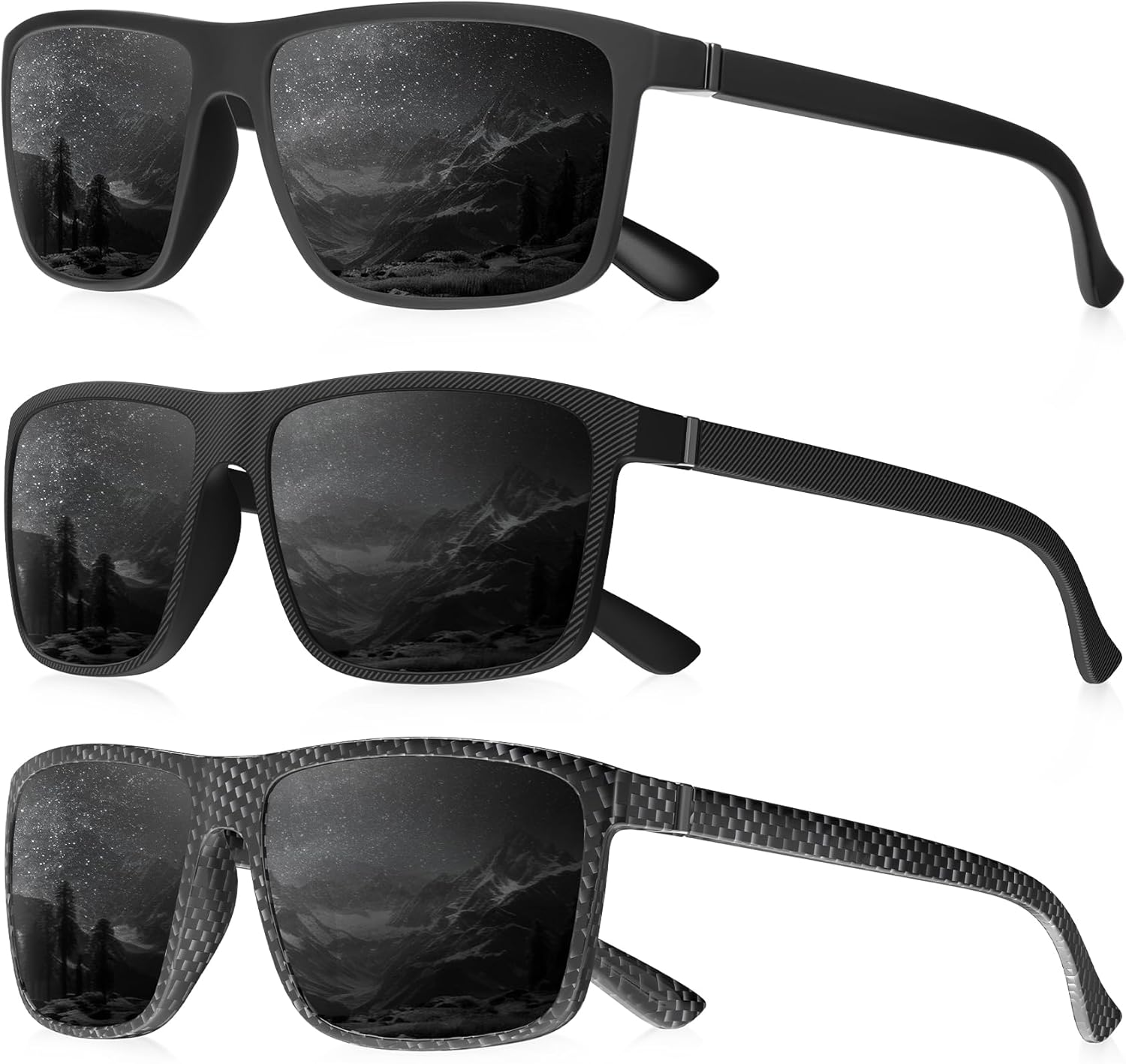 

Поляризованные солнцезащитные очки для мужчин, прямоугольная оправа, мужские поляризованные спортивные солнцезащитные очки с защитой UV400 QALLY, Black/Stripes/Carbon Plaid