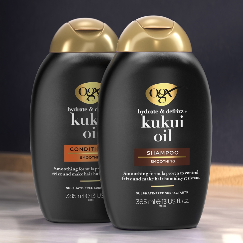 Увлажняющий шампунь с маслом кукуи для вьющихся волос Ogx, 385 мл — фото 3