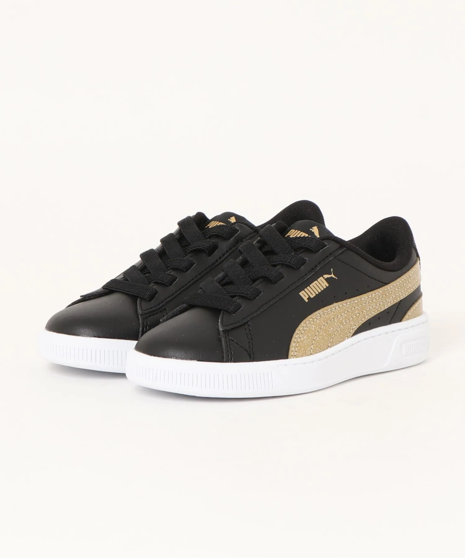 Детские кроссовки PUMA VICKY V3 AC PS чёрные с золотом