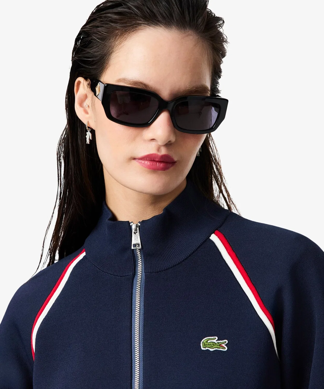 Толстовка Lacoste темно-синяя, вискозный трикотаж, логотип-крокодил — фото 3