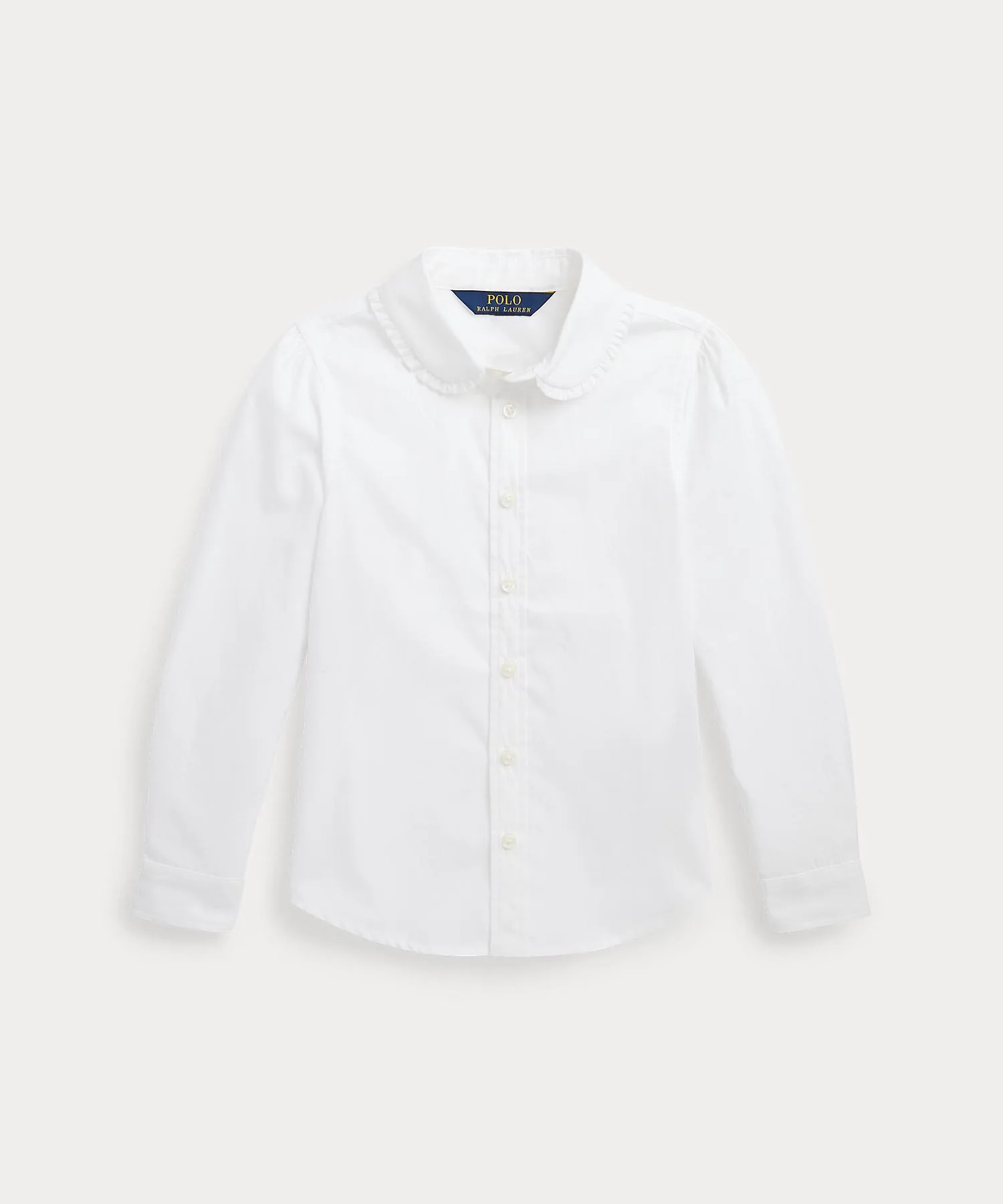 Детская рубашка из хлопка с фрил-отделкой POLO RALPH LAUREN CHILDRENSWEAR белая