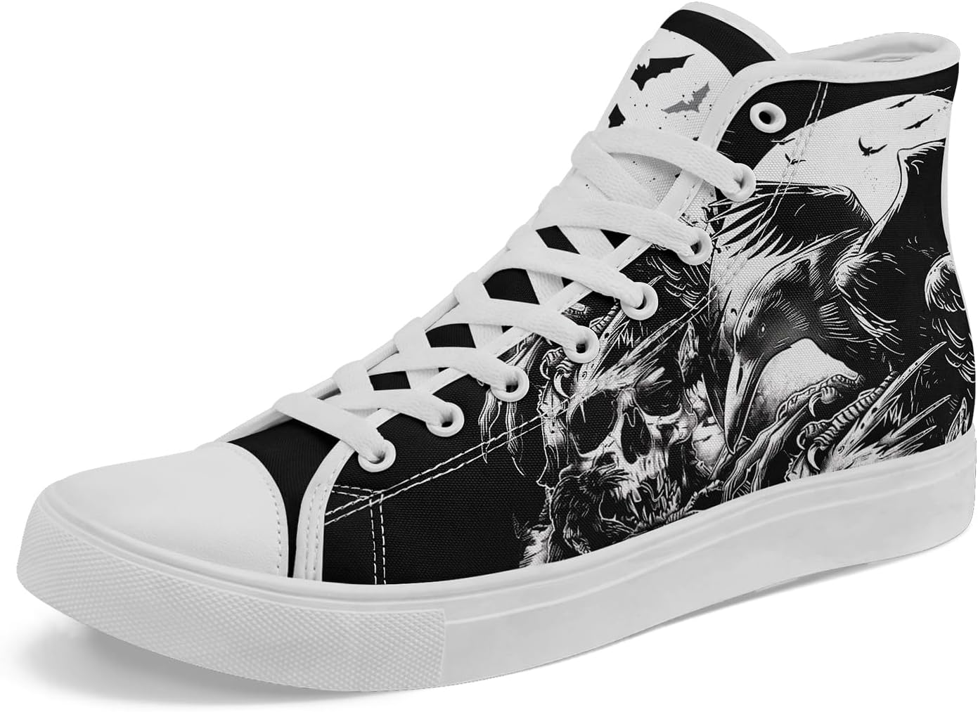 

Крутые кастомные унисекс кеды с черепом для женщин, стильный дизайн, черные холщовые туфли, классические кроссовки на шнуровке, модная уличная обувь Coolcustomize