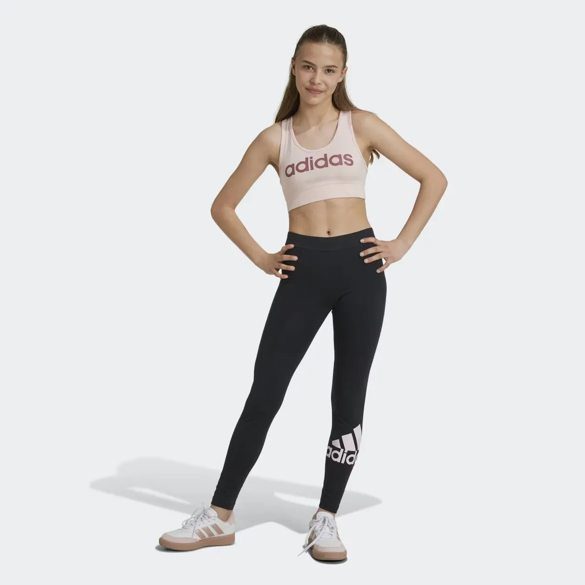 

Колготки для девочек из хлопка Adidas Essentials с большим логотипом, черный