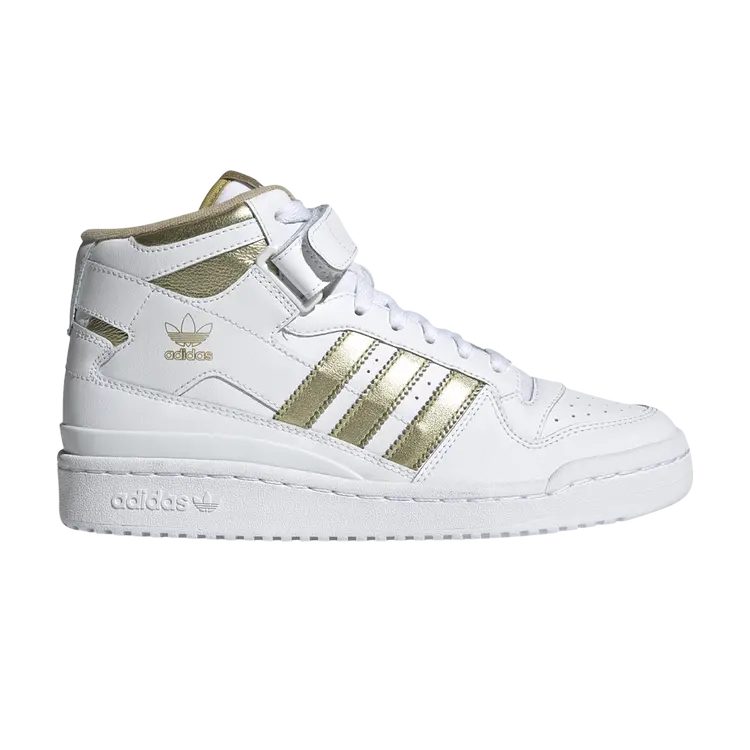 Кроссовки Adidas Wmns Forum Mid высокие с логотипом, белый/золотой