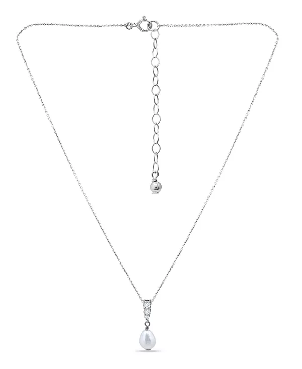 

Ожерелье с подвеской из белого культивированного жемчуга и кубического циркония Macy'S, silver