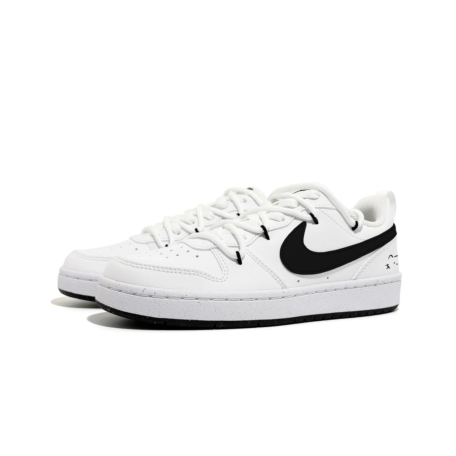 Nike Court Borough Little Black Kitten Abrasion Resistant Skateboard Shoes Black White Teenagers — фото 4