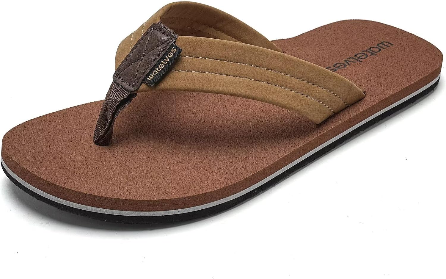 

Мужские вьетнамки WateLves с поддержкой свода стопы, легкие водные сандалии с открытым носком, удобные летние пляжные тапочки для бассейна, душа, общежитий, для улицы и дома, светло-коричневый