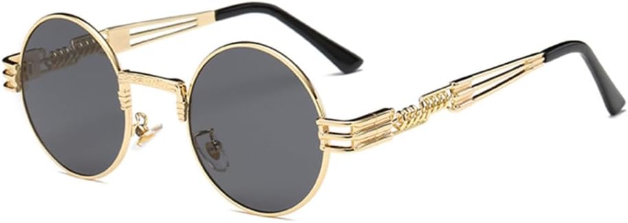 

Круглые солнцезащитные очки в стиле стимпанк для мужчин и женщин, металлические очки, винтажные солнцезащитные очки с защитой от УФ-излучения UV400 generic, Gold Frame Gray