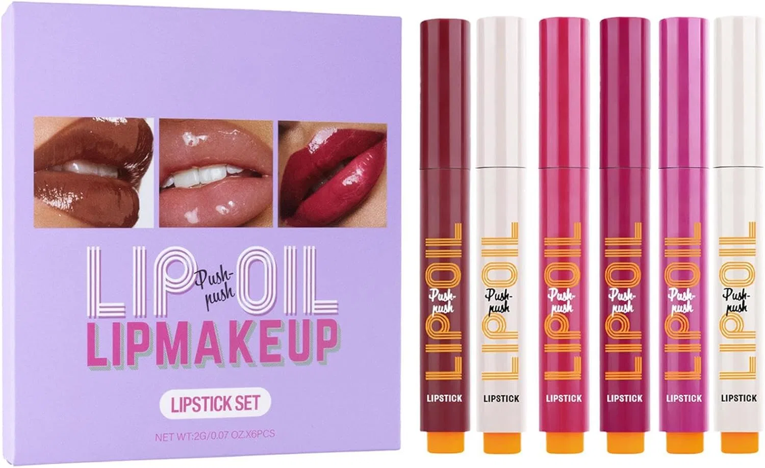 Набор блесков для губ Clicky Lip Gloss Pen 6 шт., увлажняющий, водостойкий