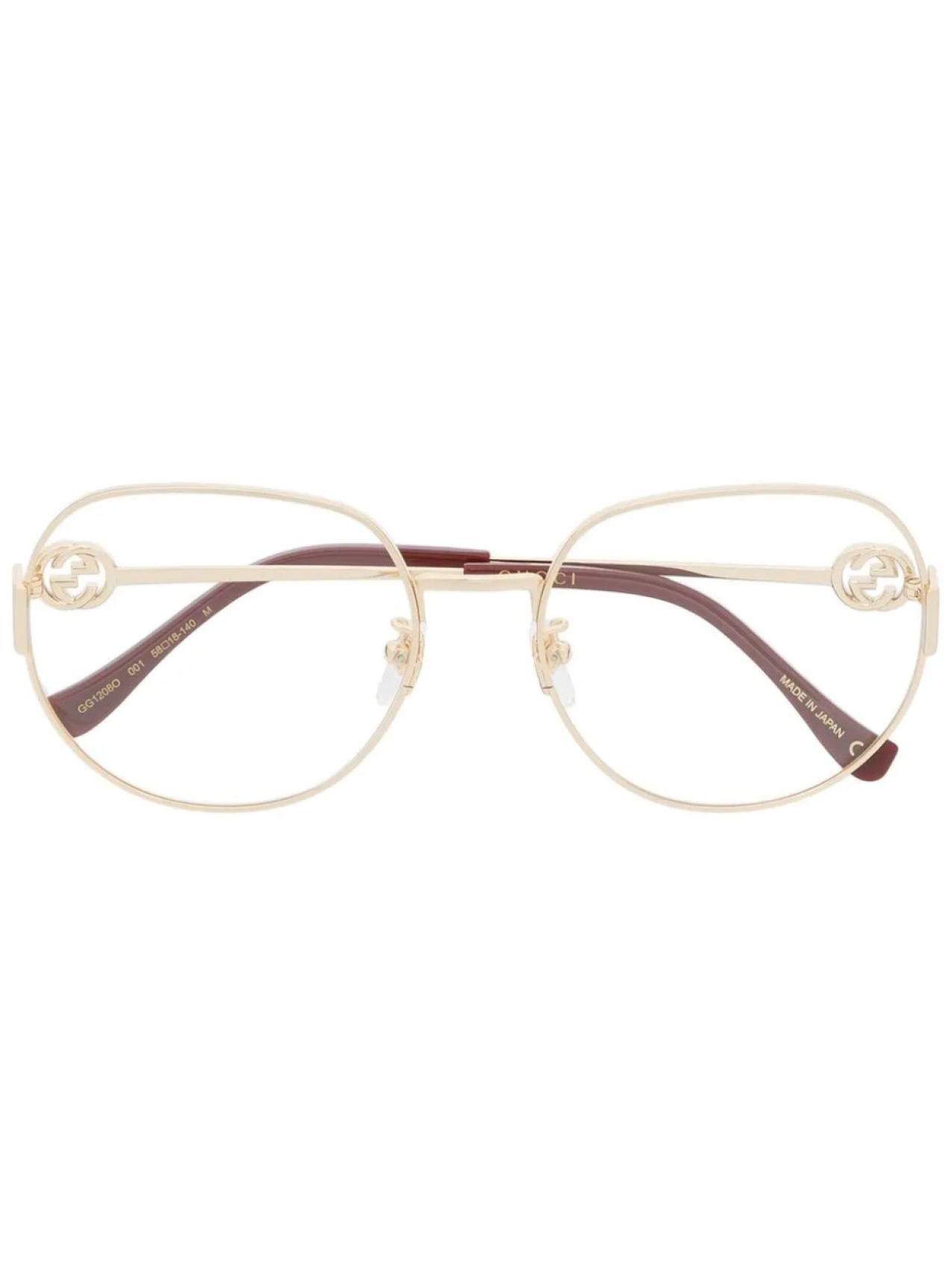 

Очки в массивной круглой оправе Gucci Eyewear, золотой