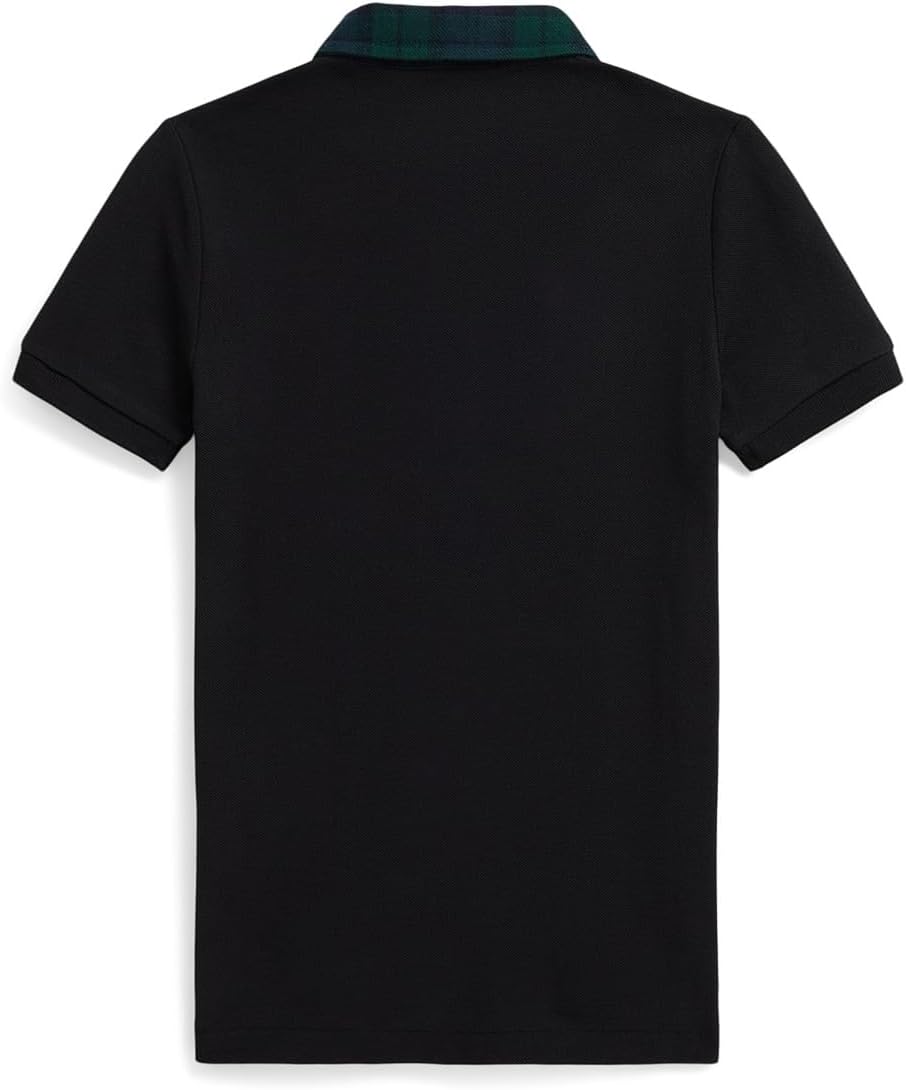 Рубашка-поло из хлопковой сетки с клетчатым воротником Polo Ralph Lauren Kids, Polo Black — фото 2