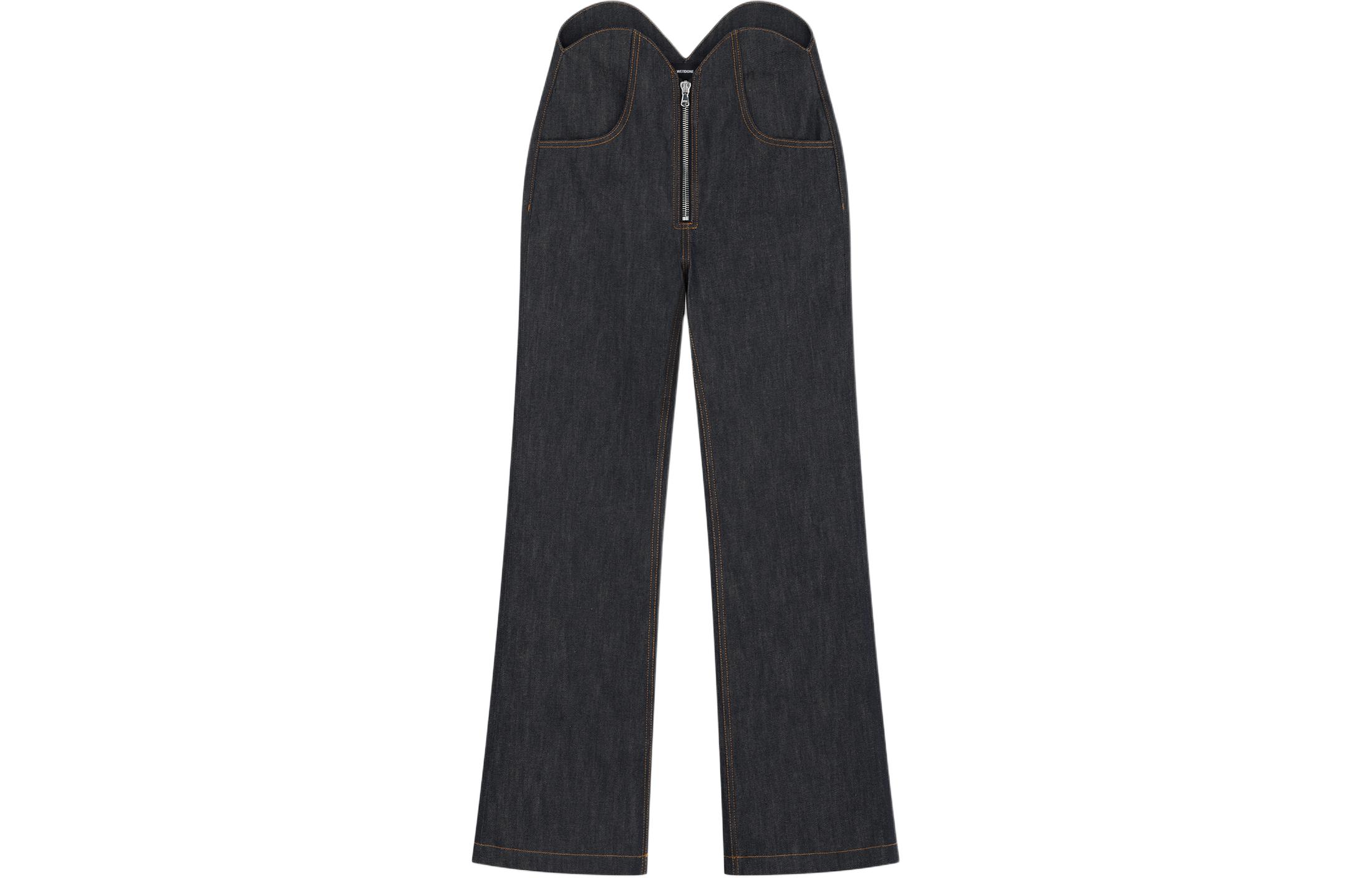 

Джинсы с неравномерной высотой бедра и широкими штанинами WE11DONE, синий