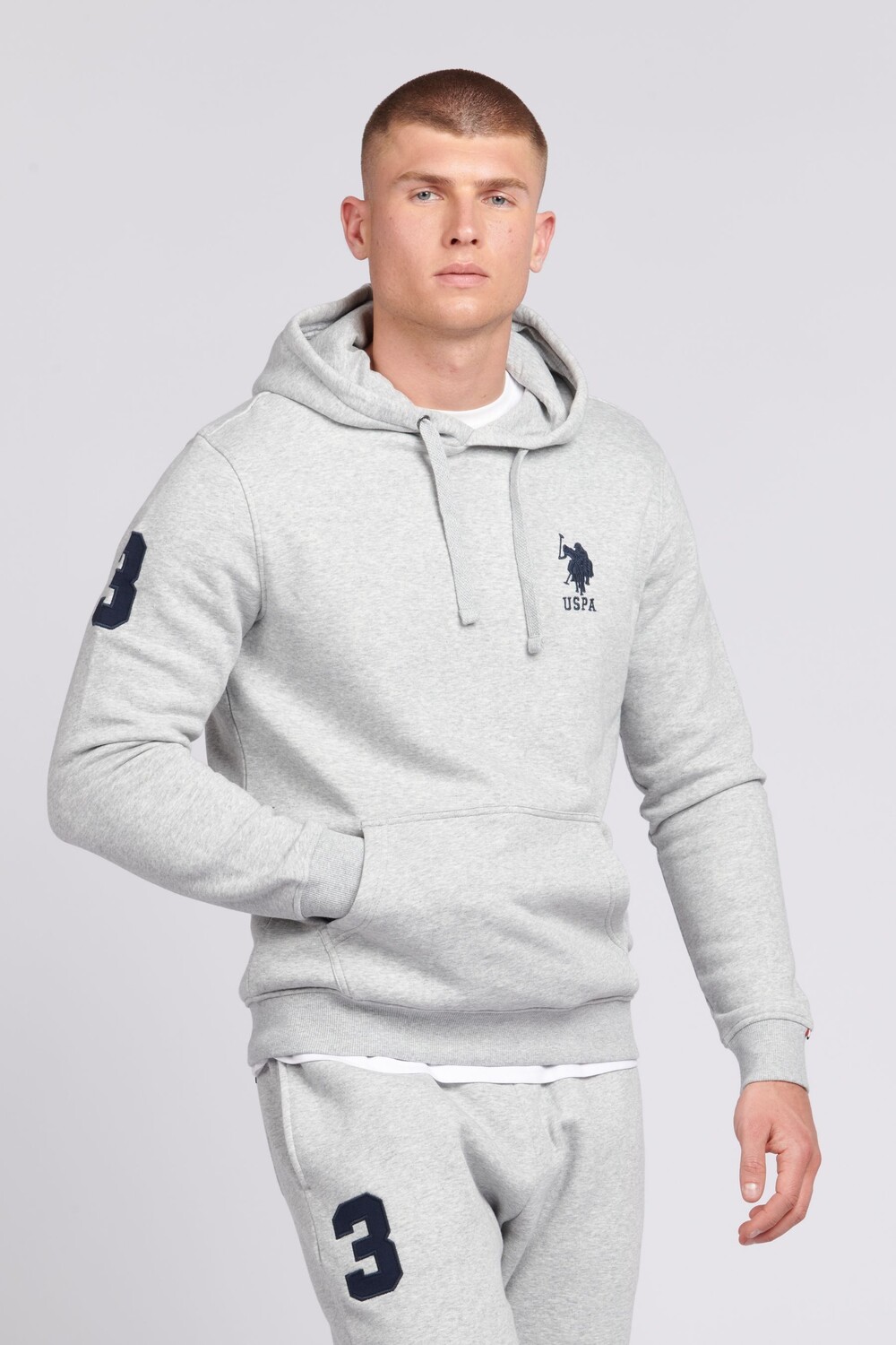 

Мужская толстовка player 3 с капюшоном классического кроя U.S. Polo Assn, серый