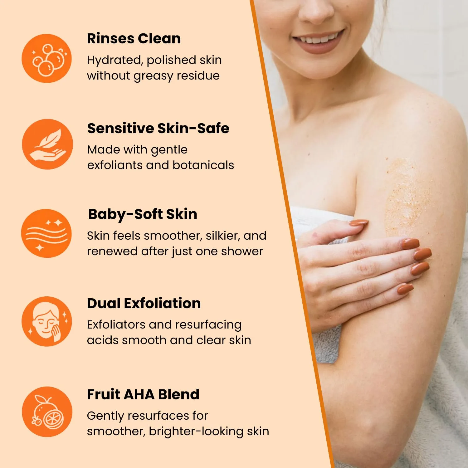 Yu-Be Foaming Skin Polish - скраб для лица и тела с нежными фруктовыми AHA, полировкой из скорлупы грецкого ореха и цитрусовым ароматом, для чувствительной кожи - 200 мл, green — фото 2
