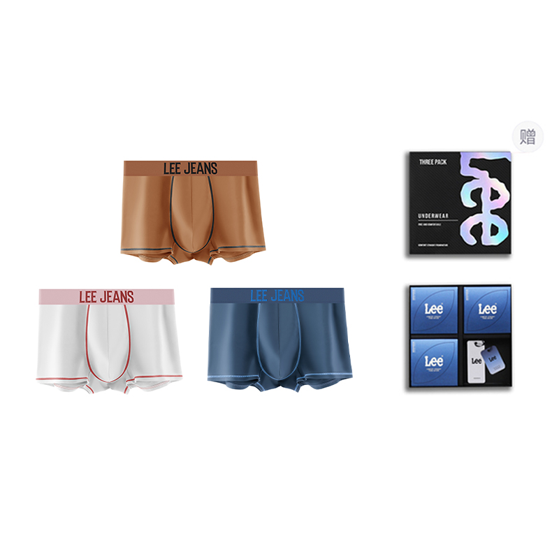 

Мужские трусы боксеры упаковка 3 штуки Lee, серо-голубой