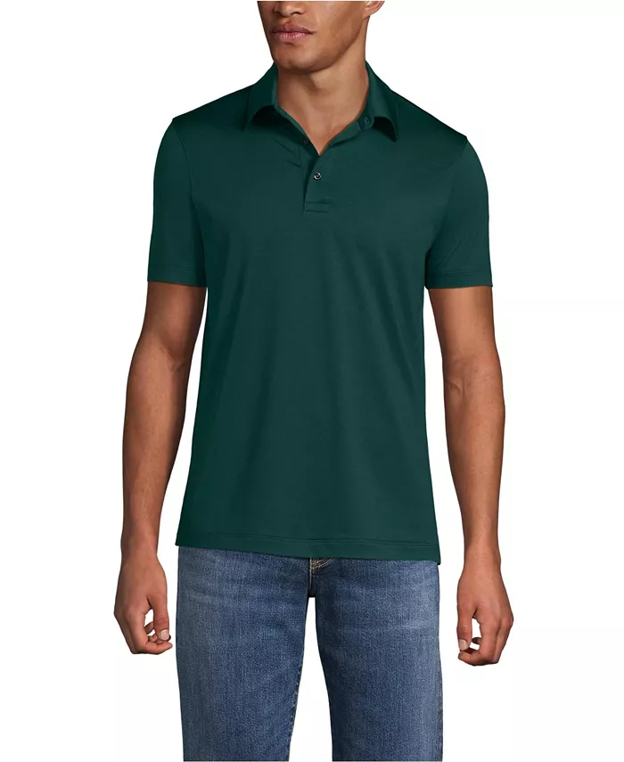 

Мужская школьная форма быстросохнущая короткий рукав современный крой поло Lands' End, зеленый