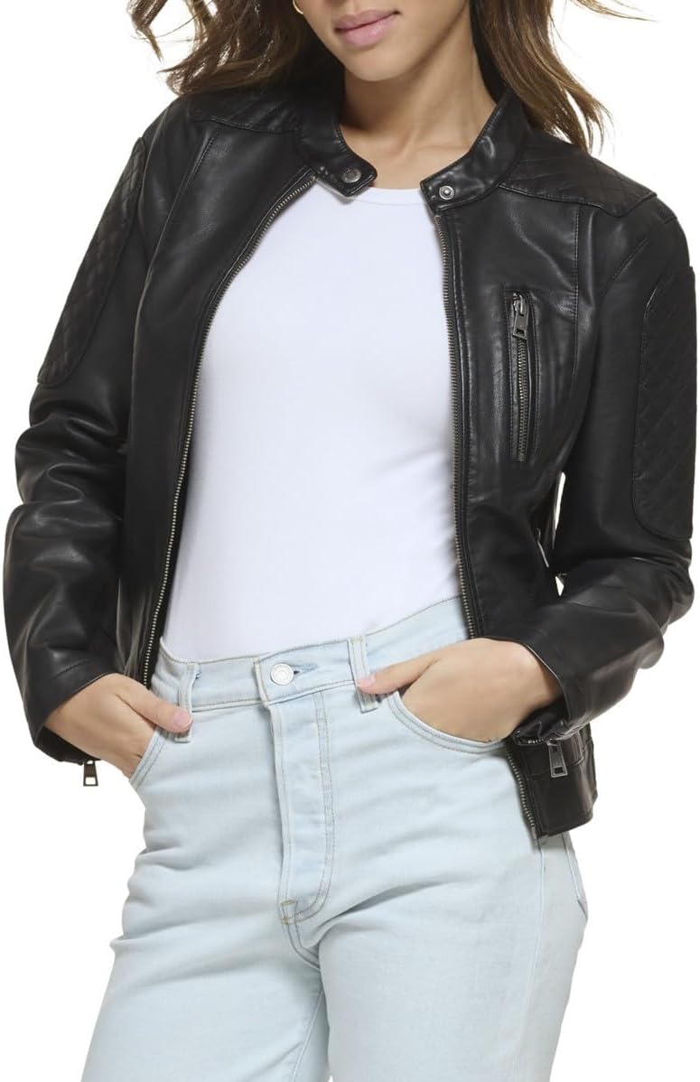 

Levi's Женская куртка мотокросс в стиле рейсер из искусственной кожи, Black