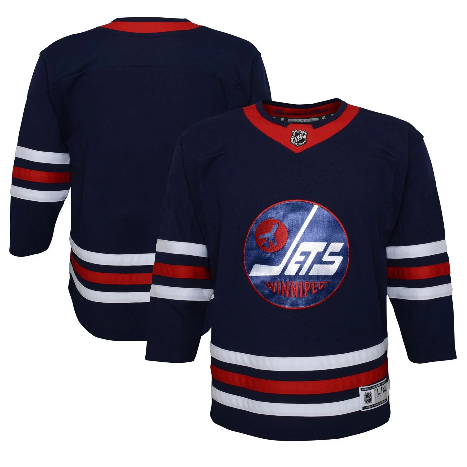 

Молодежная футболка Navy Winnipeg Jets 2021/22 Альтернативный премьер-министр Outerstuff