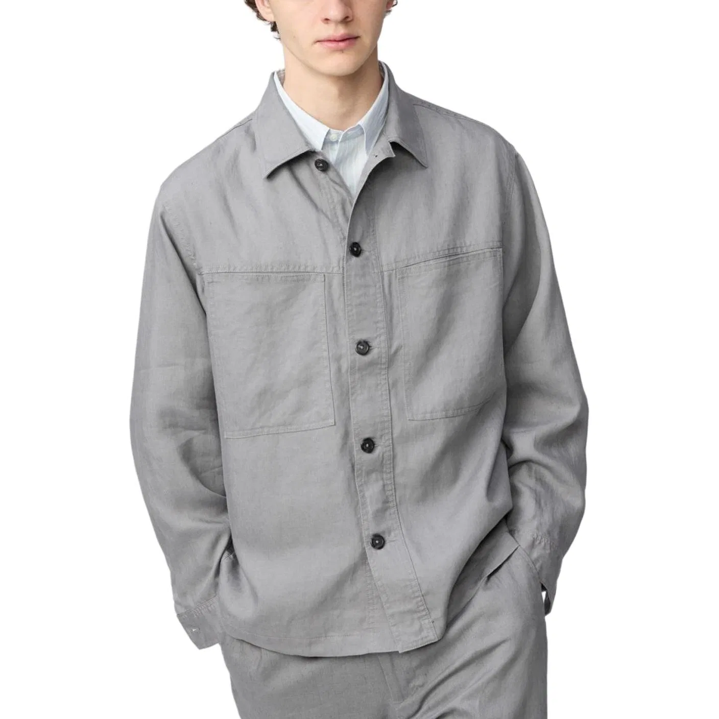 Рубашка унисекс x Clare Waight Keller SS26C UNIQLO, Smoke Gray — фото 3