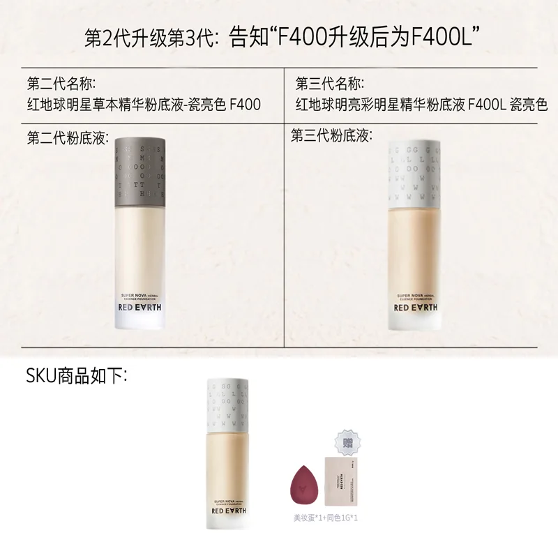 Red Earth Тональная основа жидкая или кремовая для женщин, 3 F400L Porcelain Bright (Skin Nourishing Moisturizing Edition) — фото 4