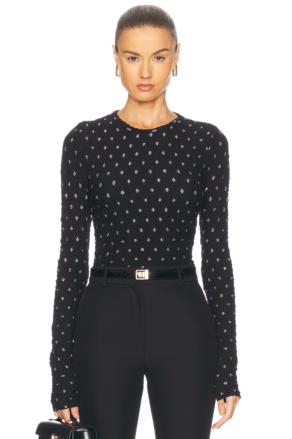 

Топ из эластичной сетки в горошек FRAME, цвет Black Multi