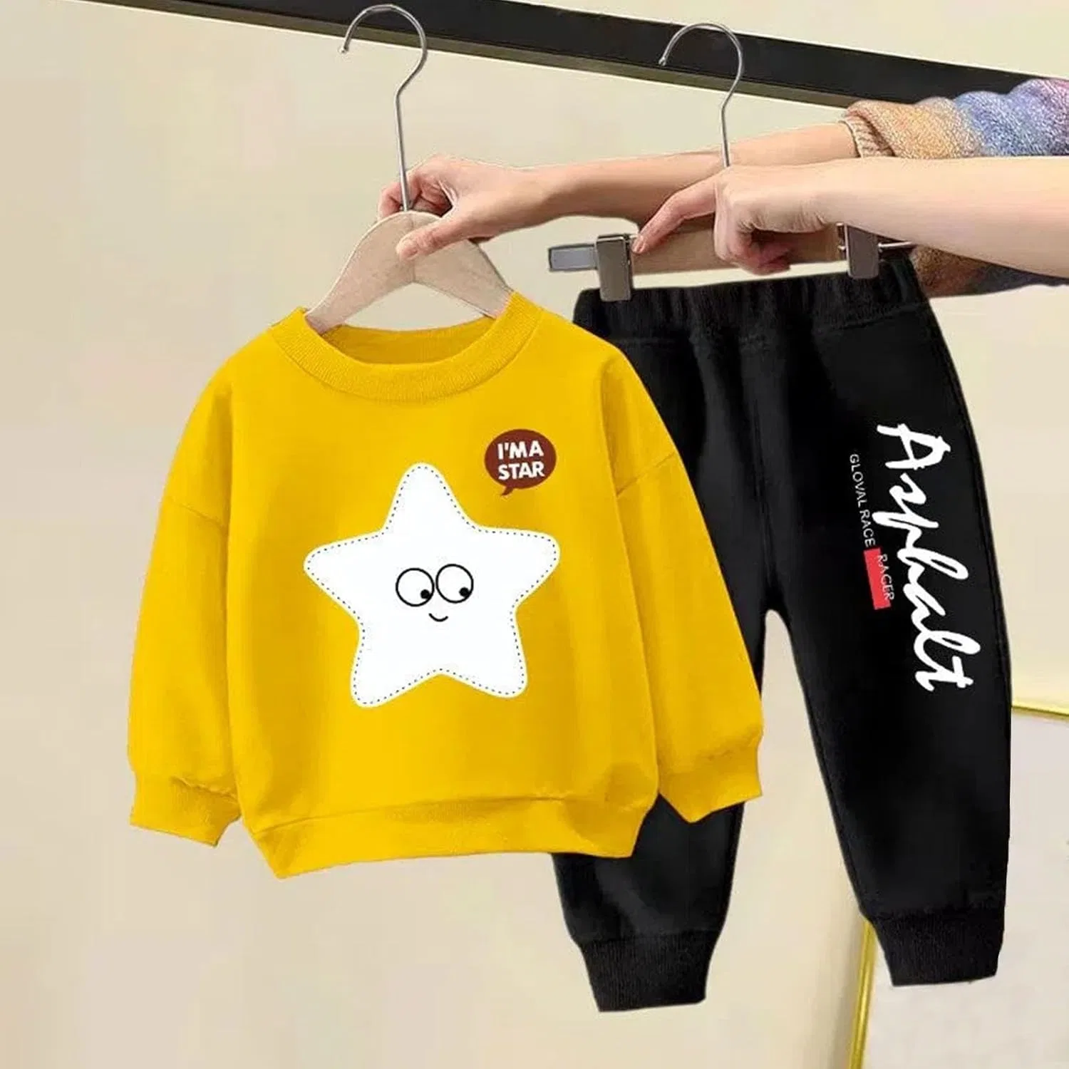 Детский спортивный костюм вязаный 2 предмета K-433 Mustard Yellow — фото 2