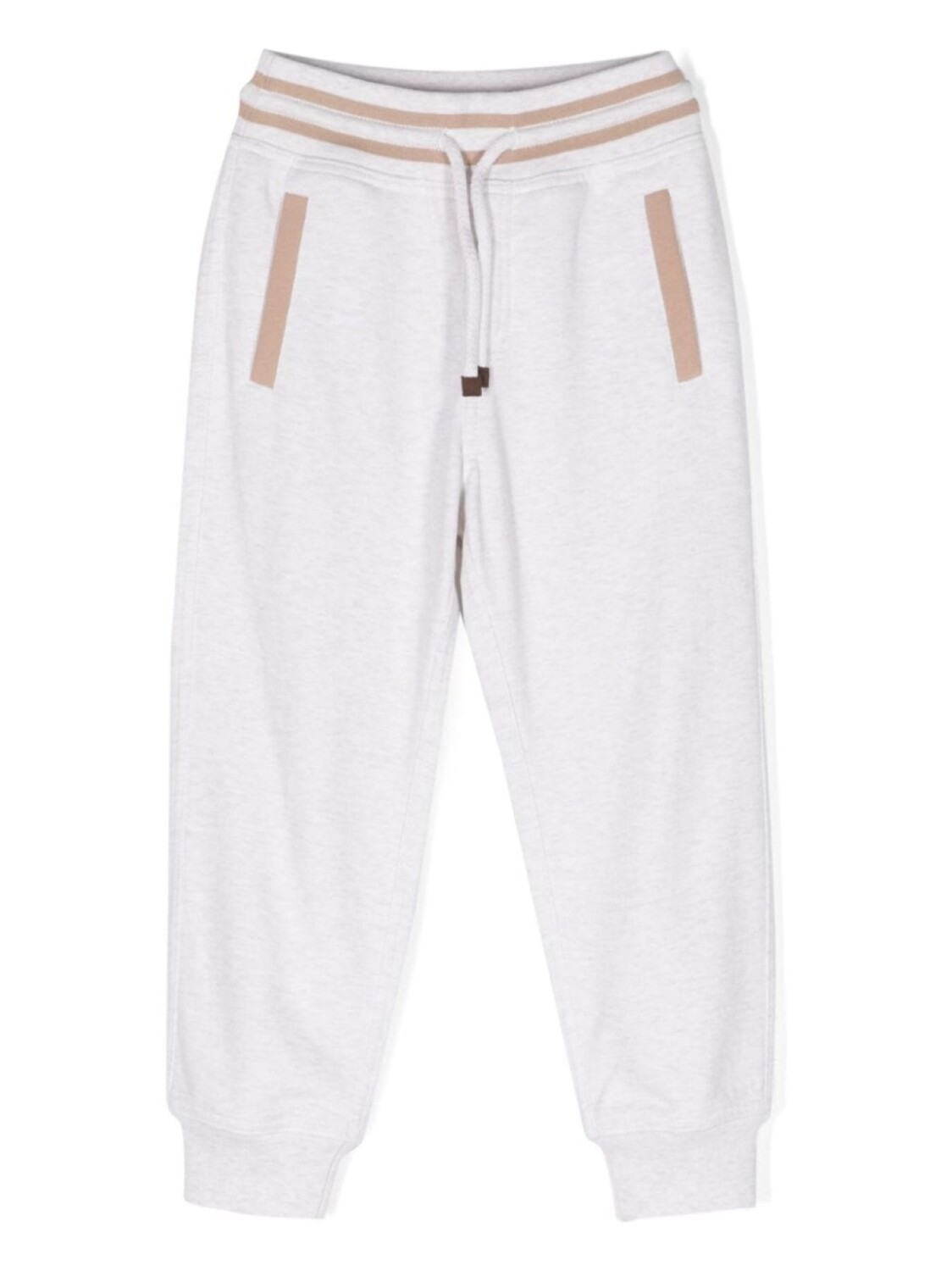 

Brunello Cucinelli Kids меланжевые спортивные брюки с поясом в рубчик, нейтральный цвет