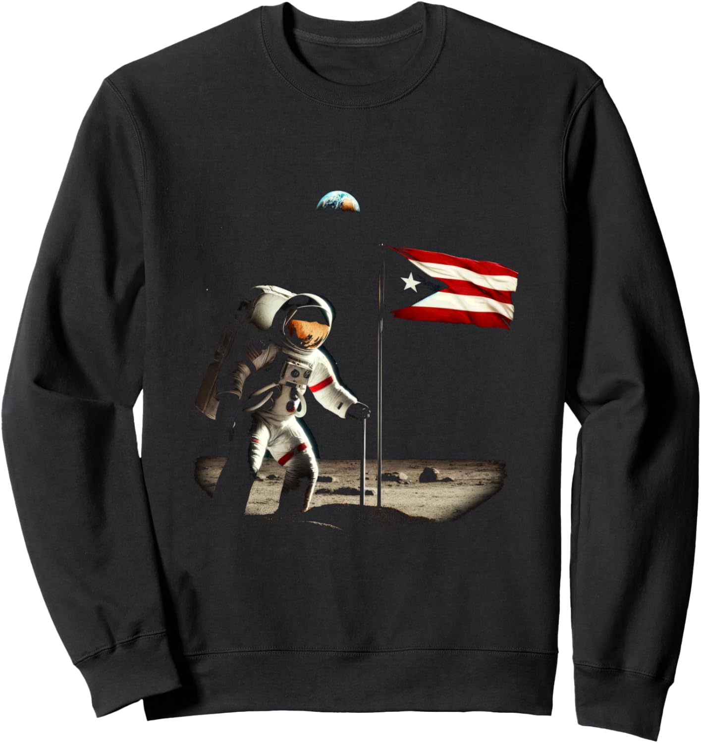 

Толстовка с изображением астронавта на Луне, флага Пуэрто-Рико, символа гордости Пуэрто-Рико Astronaut Moon With Puerto Rican Flag Space, черный