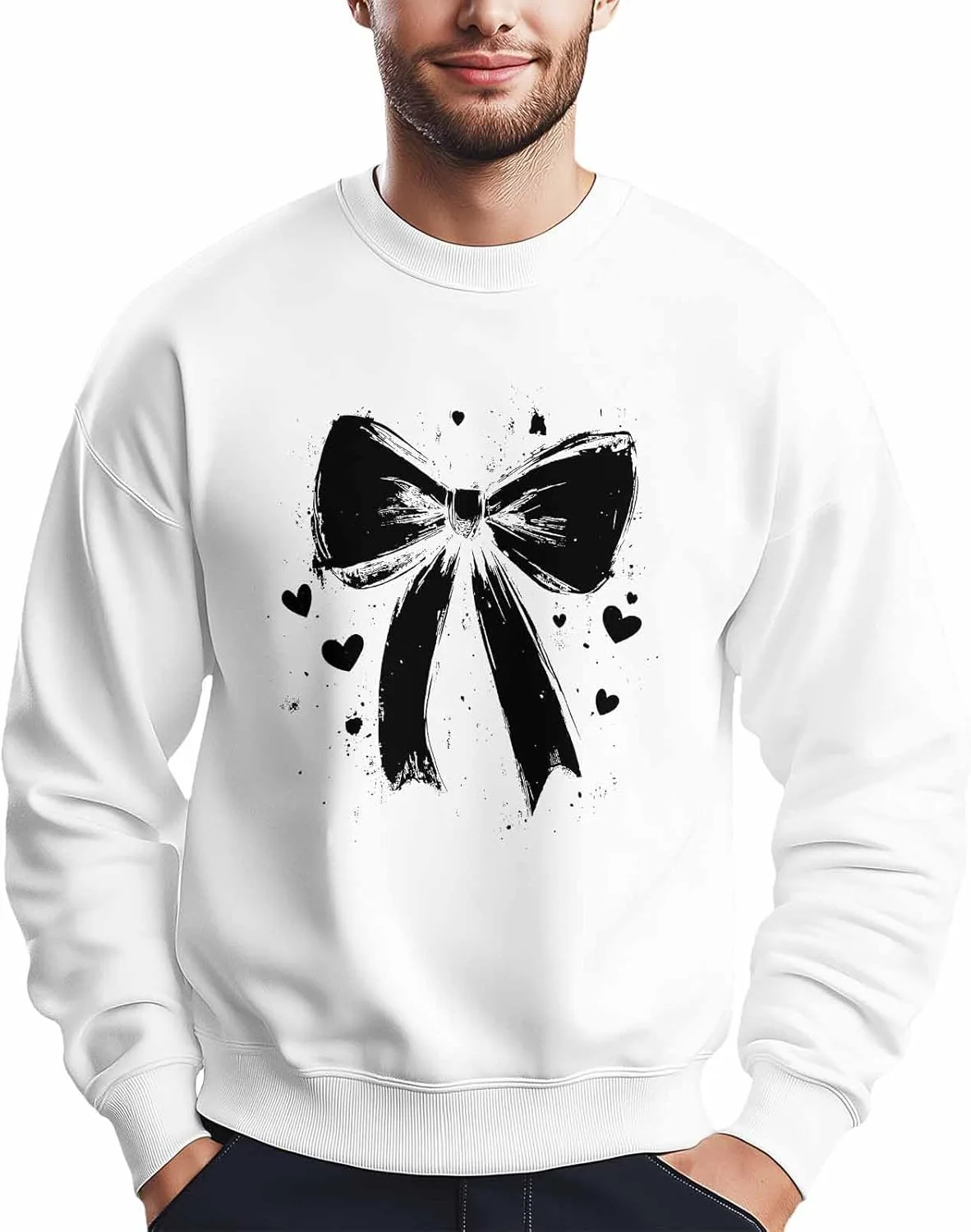 

Мужской свитшот с черным бантом, лонгслив Winvebermior