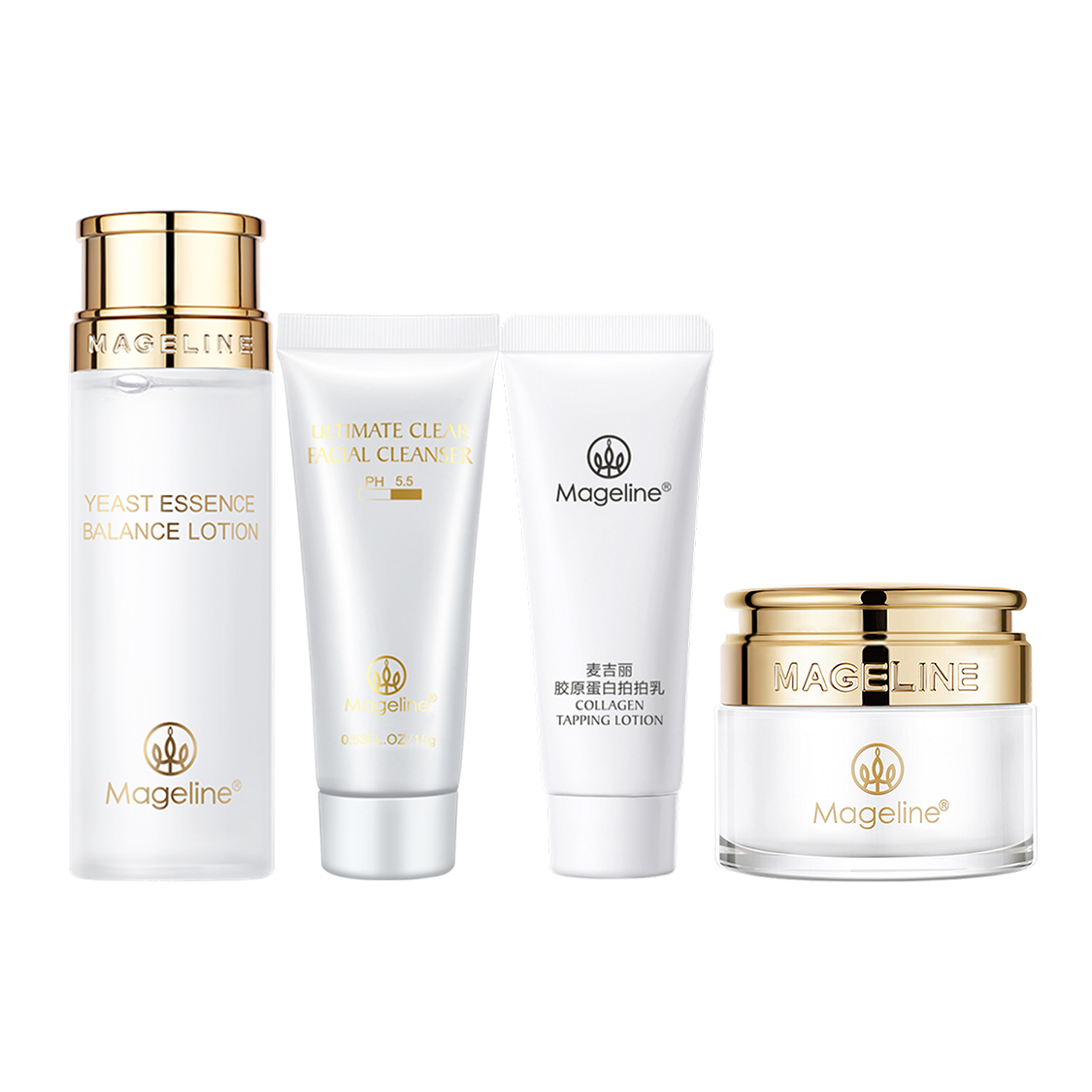 

Утренний набор для ухода за кожей: подтягивающий, увлажняющий, питающий, контролирующий жирность и очищающий комплект из четырех предметов MAGELINE