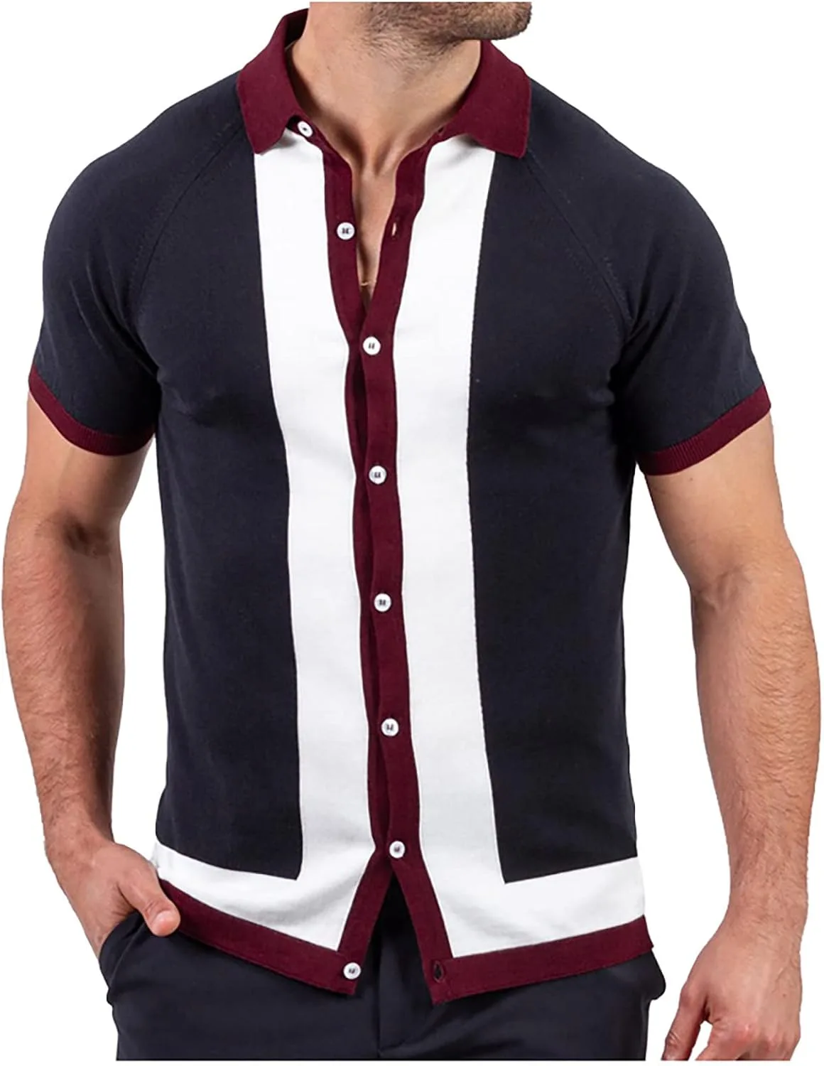 Мужская футболка с коротким рукавом и принтом Slim Fit Colorblock