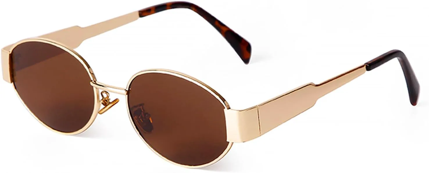 

Ретро-солнцезащитные очки VIA LEECA для женщин и мужчин, 90-е годы, защита от УФ-излучения UV400, классические солнцезащитные очки, Metal Frame/ Brown Lens