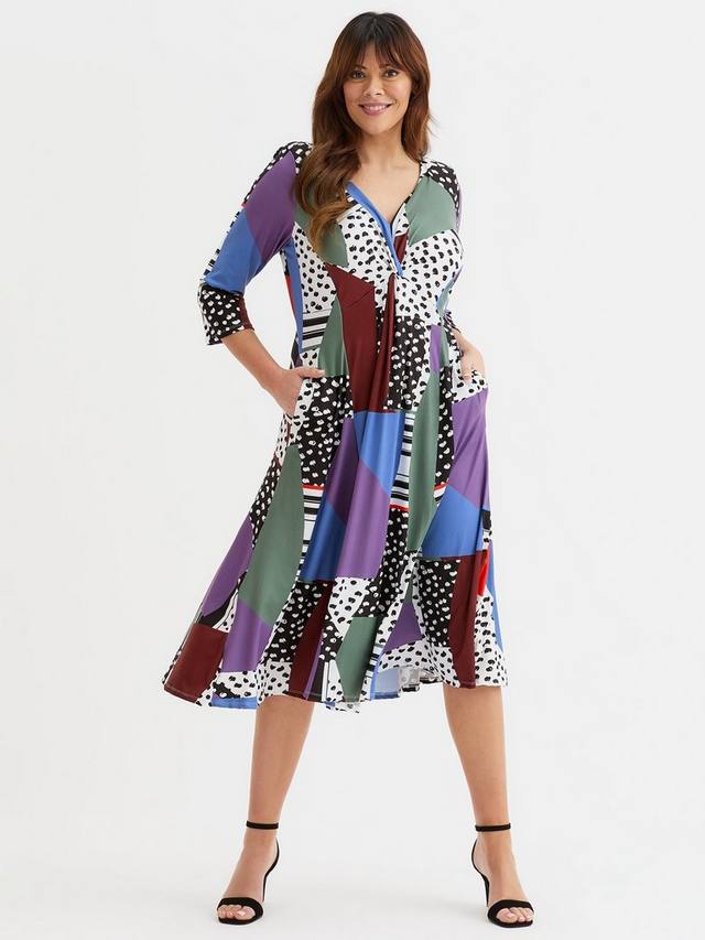 

Платье Claudia с абстрактным принтом Scarlett & Jo, Cream/Multi