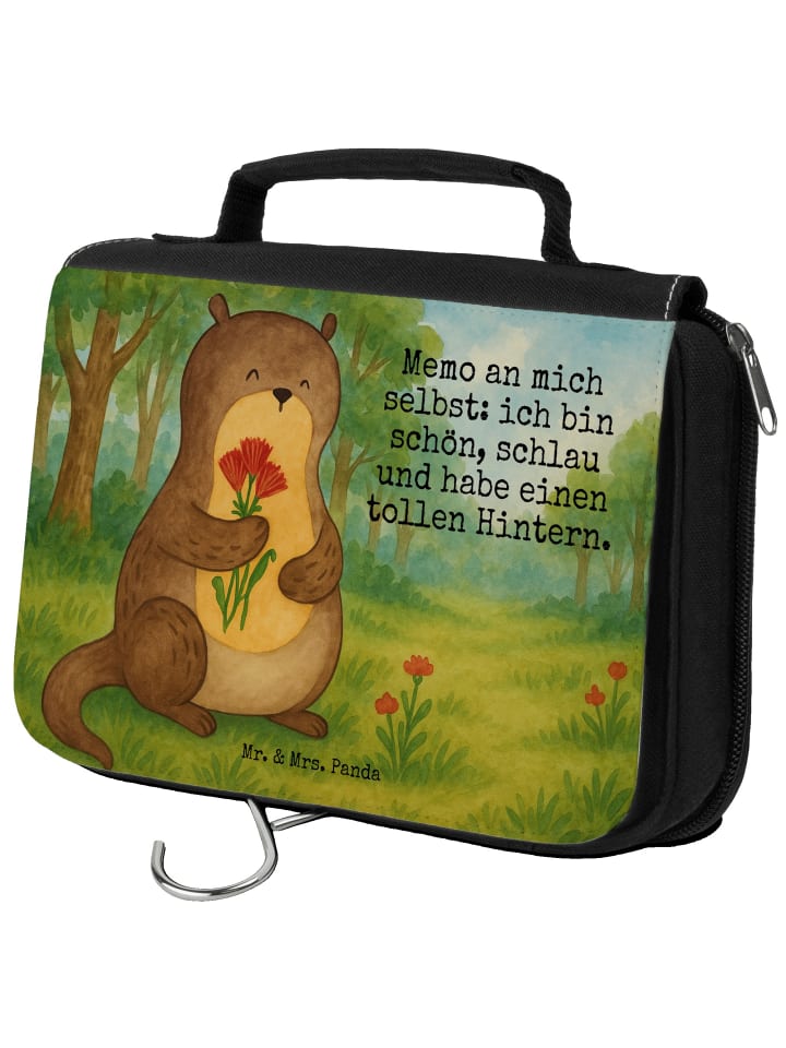 

Mr. & Mrs. Panda Косметичка белого цвета с изображением выдры и букета цветов