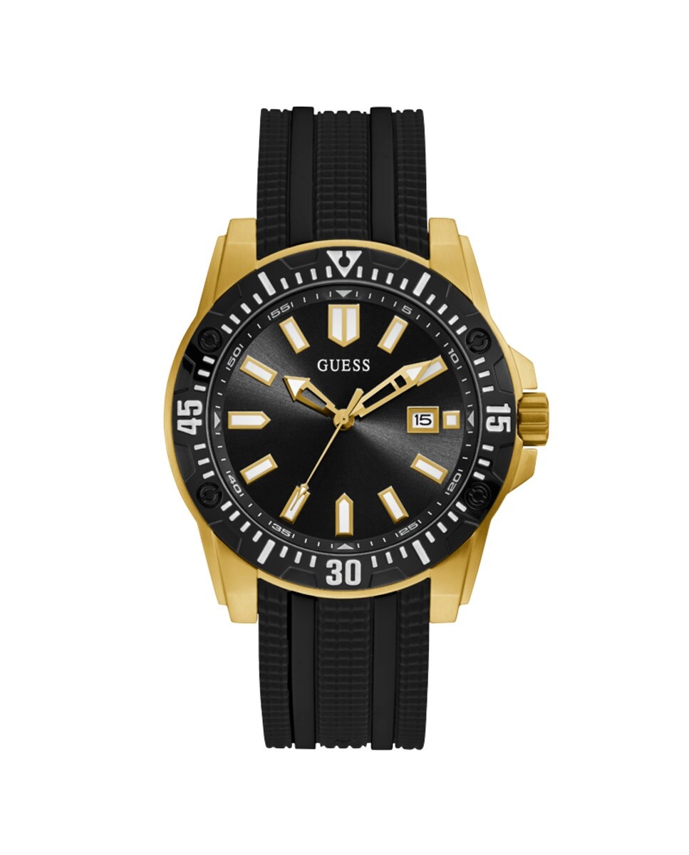 

Skipper GW0055G4 силиконовые мужские часы с черным ремешком Guess, черный