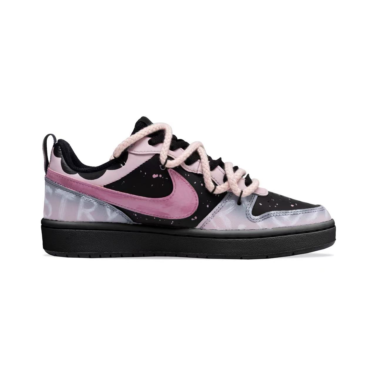 Nike Court Borough Gothic Note, универсальные нескользящие Monster низкие скейтерские кроссовки Black детские — фото 3