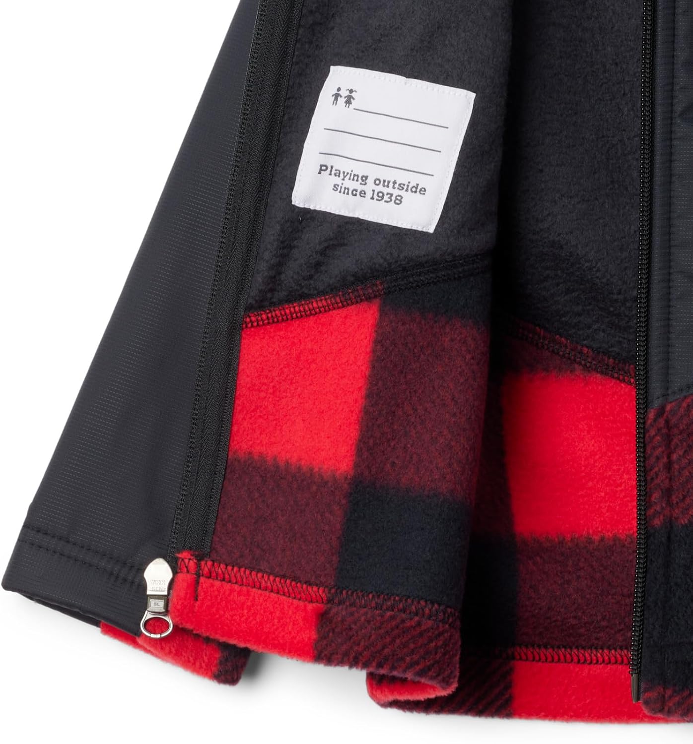Columbia детская толстовка Steens Mt Overlay Hoodie, Mountain Red Check, Black — фото 3