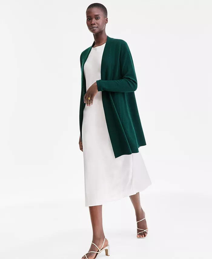 

Женский длинный кардиган из 100% кашемира с разрезом по низу Charter Club, зеленый