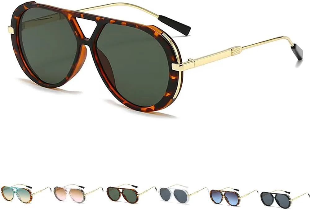 

Винтажные солнцезащитные очки-авиаторы Panther, двухлучевая конструкция, золотистая металлическая оправа, градиентные линзы, модный ретро-стиль W-Mdsks, C